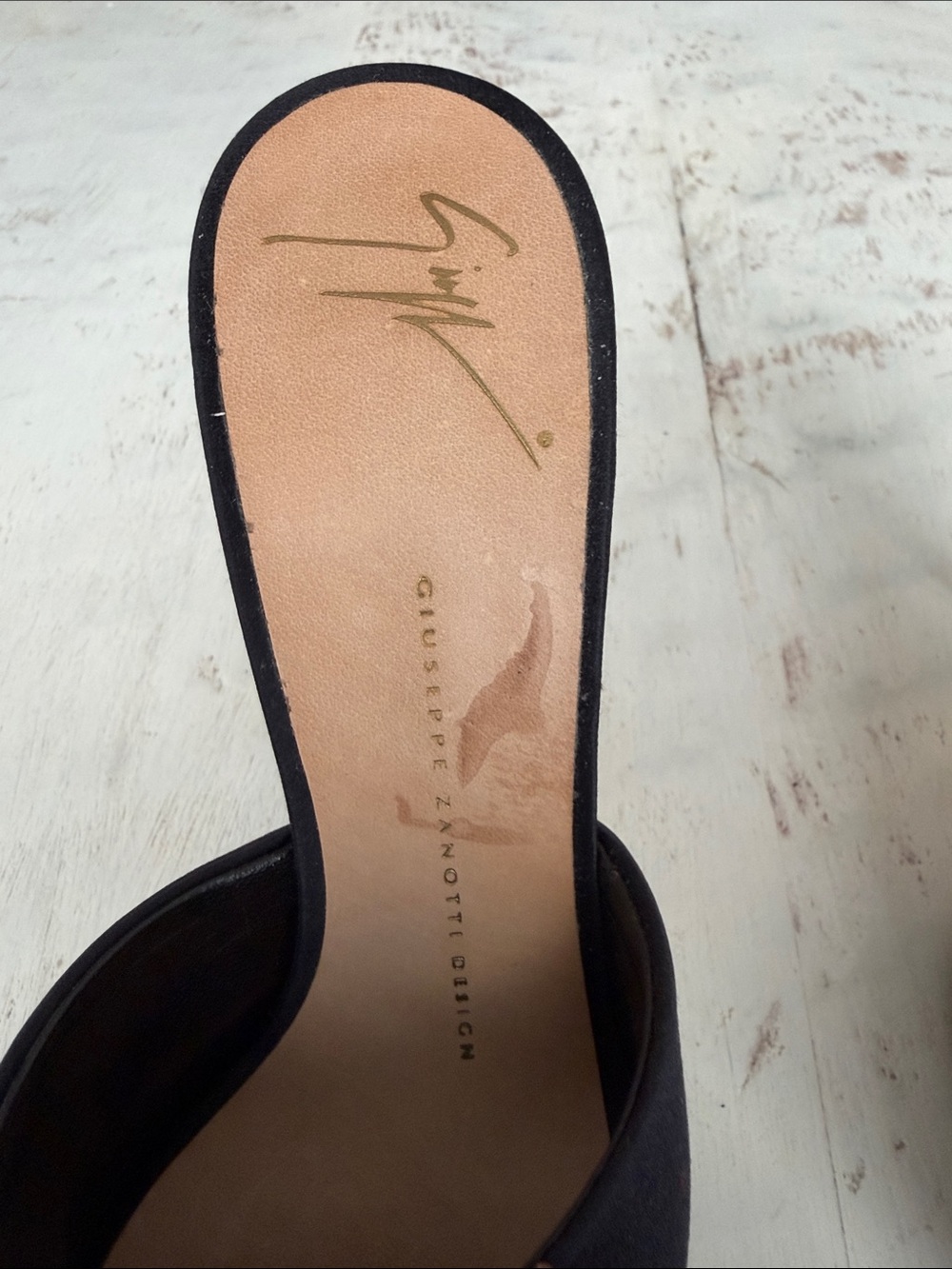 Giuseppe Zanotti Black Slide Mules with Brown Leather Flower Appliqués - Picture 4 of 4